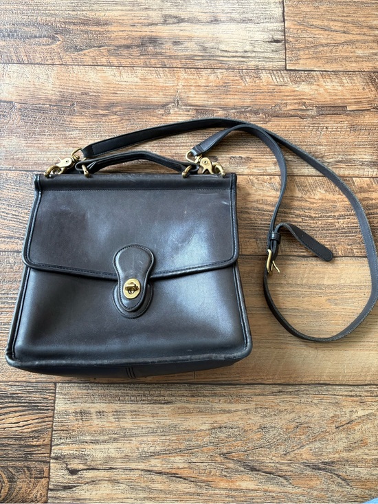 Coach Handbags - Coach Willis Dark  Gray Satchel Top Handle Bag Gold Hardware Turn Lock  Vintage